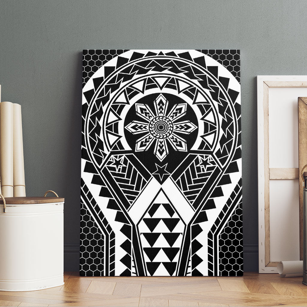 Philippines Batok Tribal Inspired Tattoo Black Canvas Wall Art