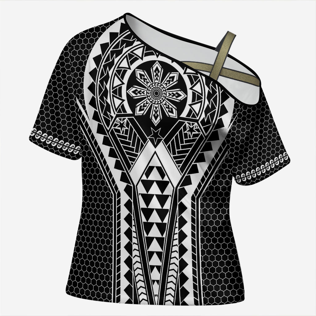 Philippines Batok Tribal Inspired Tattoo Black Cross Shoulder Shirt