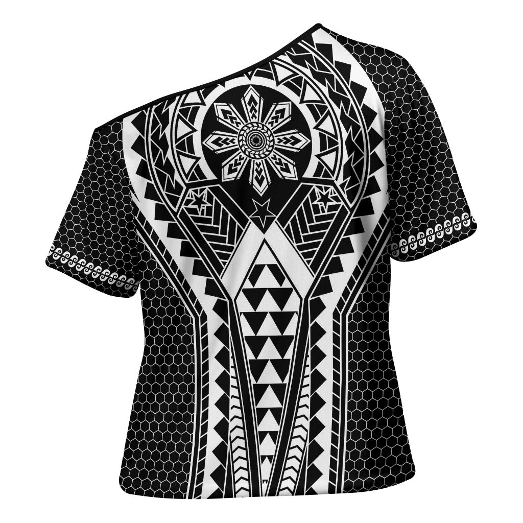 Philippines Batok Tribal Inspired Tattoo Black Cross Shoulder Shirt