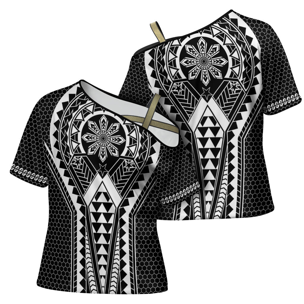 Philippines Batok Tribal Inspired Tattoo Black Cross Shoulder Shirt