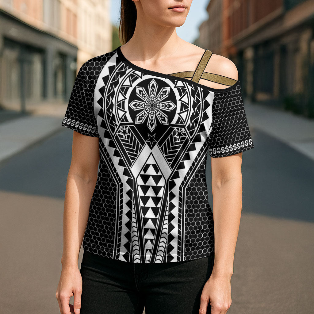Philippines Batok Tribal Inspired Tattoo Black Cross Shoulder Shirt