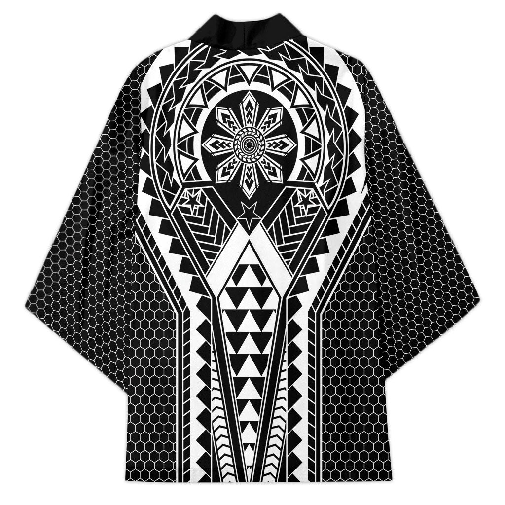 Philippines Batok Tribal Inspired Tattoo Black Kimono