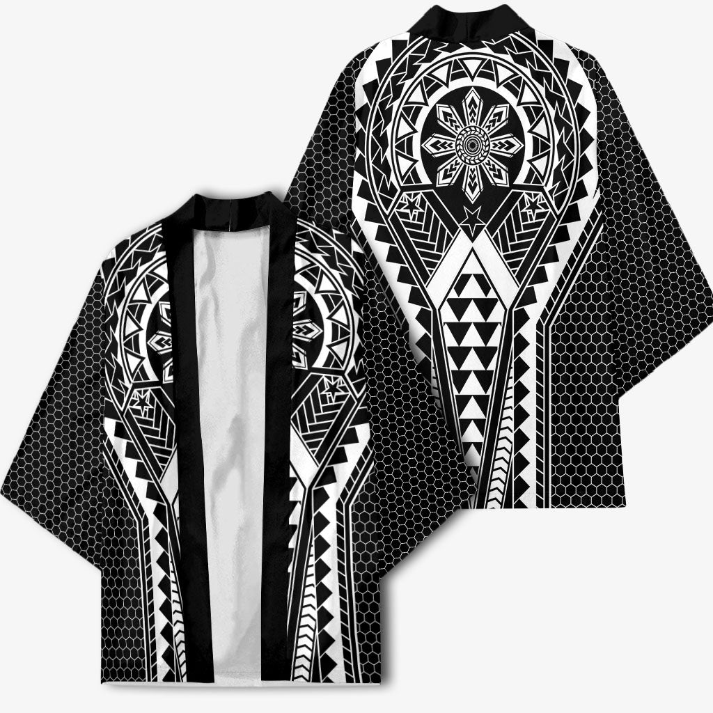Philippines Batok Tribal Inspired Tattoo Black Kimono