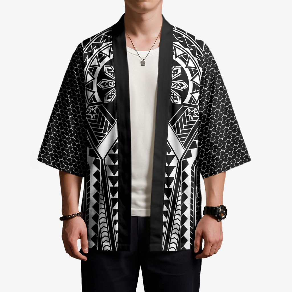Philippines Batok Tribal Inspired Tattoo Black Kimono