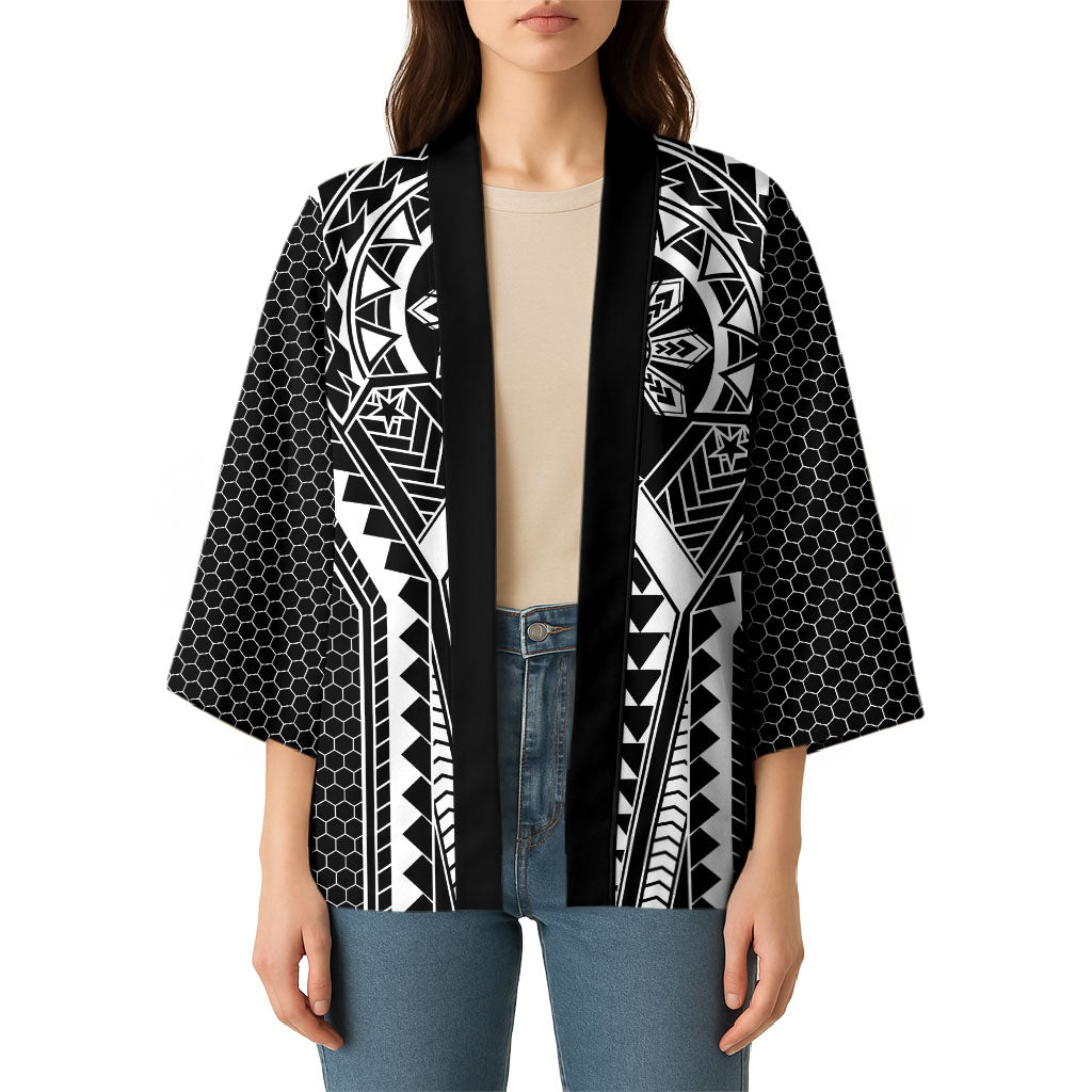 Philippines Batok Tribal Inspired Tattoo Black Kimono