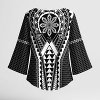 Philippines Batok Tribal Inspired Tattoo Black Kimono Sleeve Blouse
