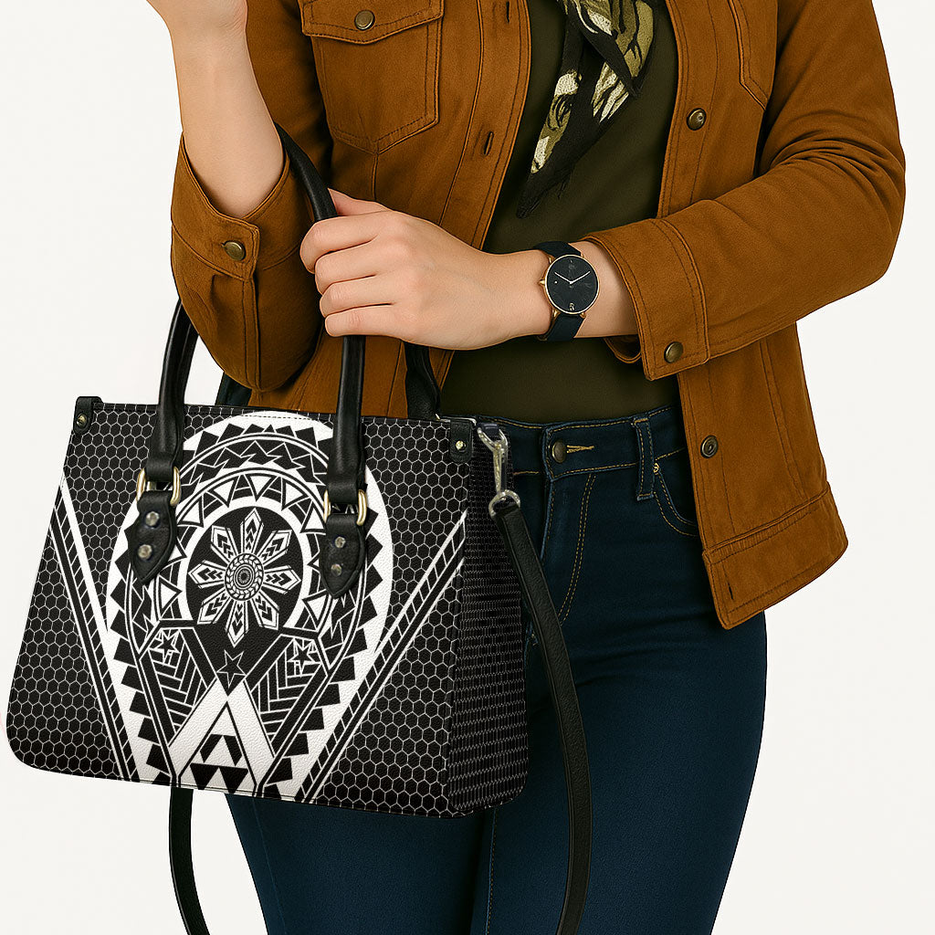 Philippines Batok Tribal Inspired Tattoo Black Leather Bag