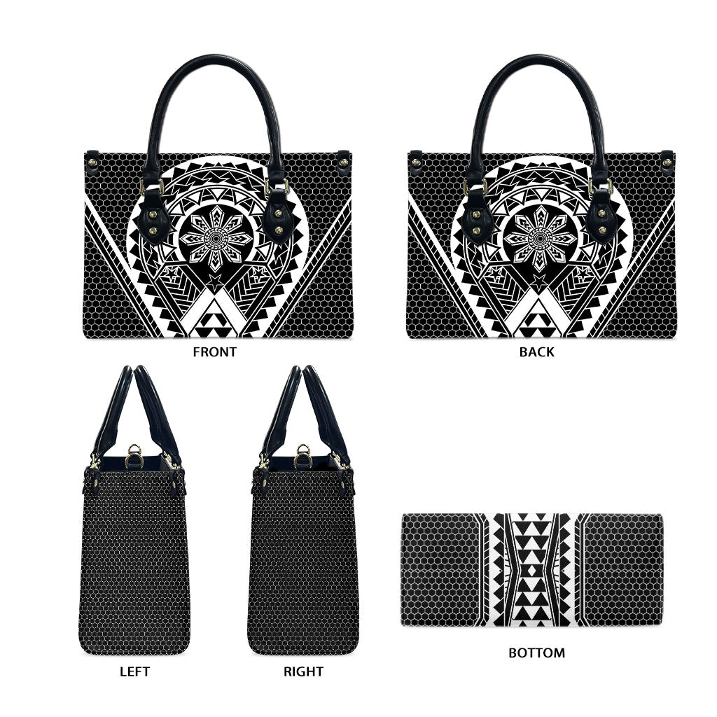 Philippines Batok Tribal Inspired Tattoo Black Leather Bag