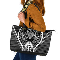 Philippines Batok Tribal Inspired Tattoo Black Leather Tote Bag