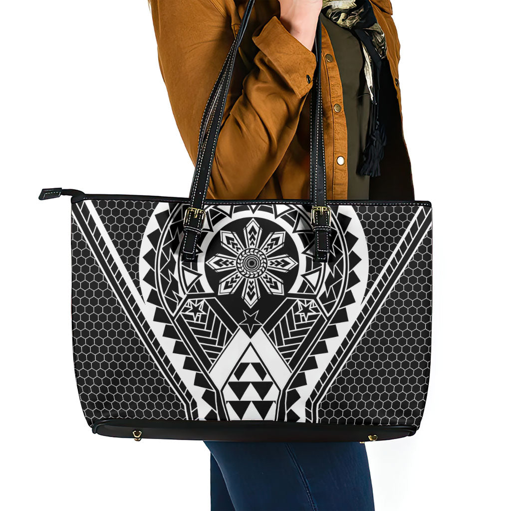 Philippines Batok Tribal Inspired Tattoo Black Leather Tote Bag