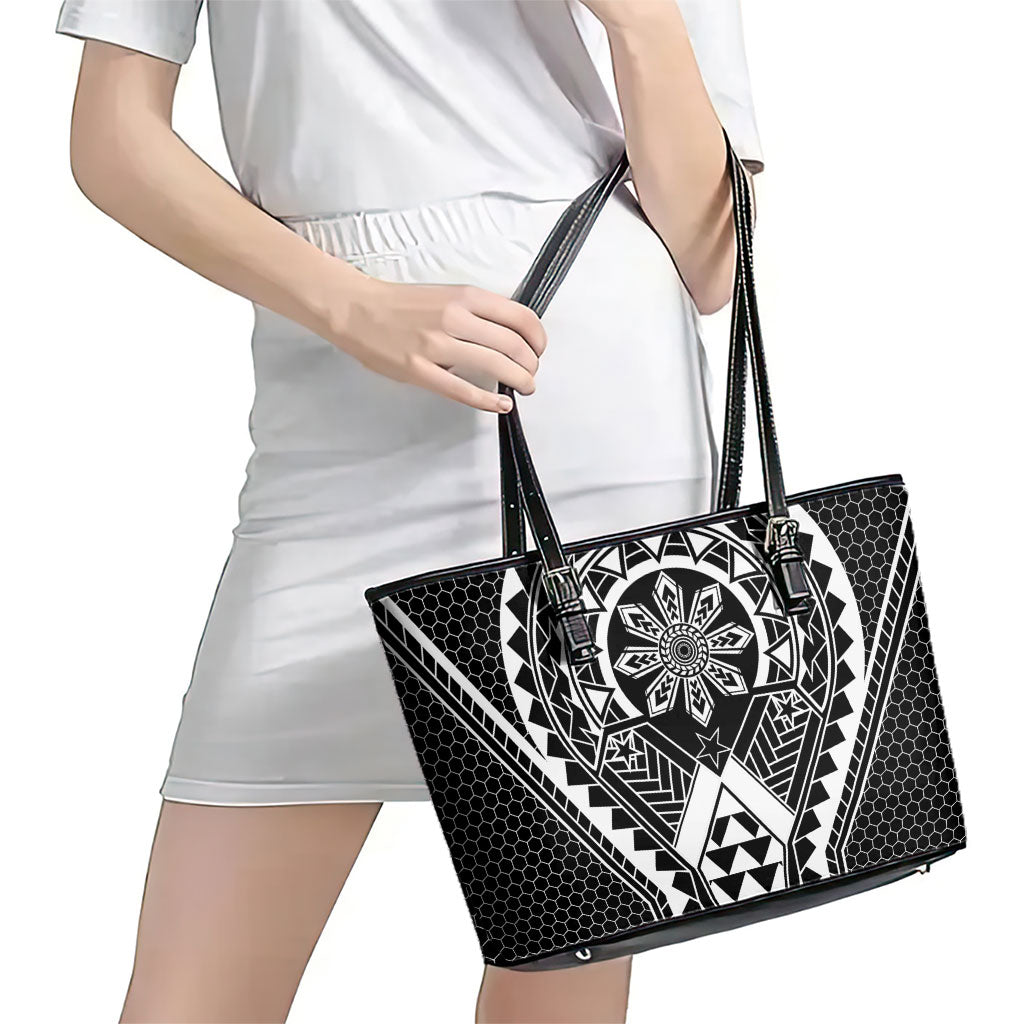 Philippines Batok Tribal Inspired Tattoo Black Leather Tote Bag