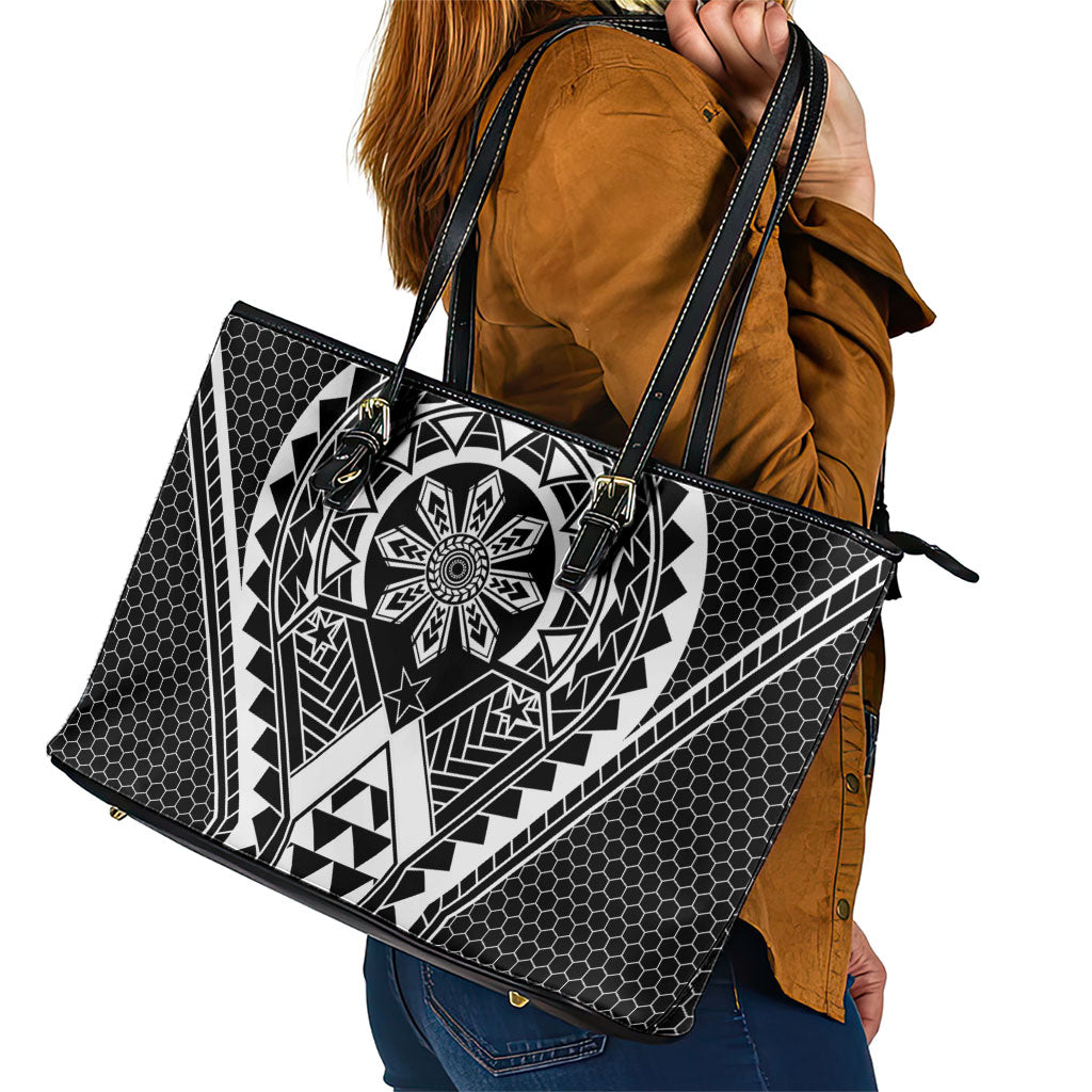 Philippines Batok Tribal Inspired Tattoo Black Leather Tote Bag