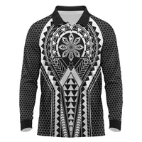 Philippines Batok Tribal Inspired Tattoo Black Long Sleeve Polo Shirt