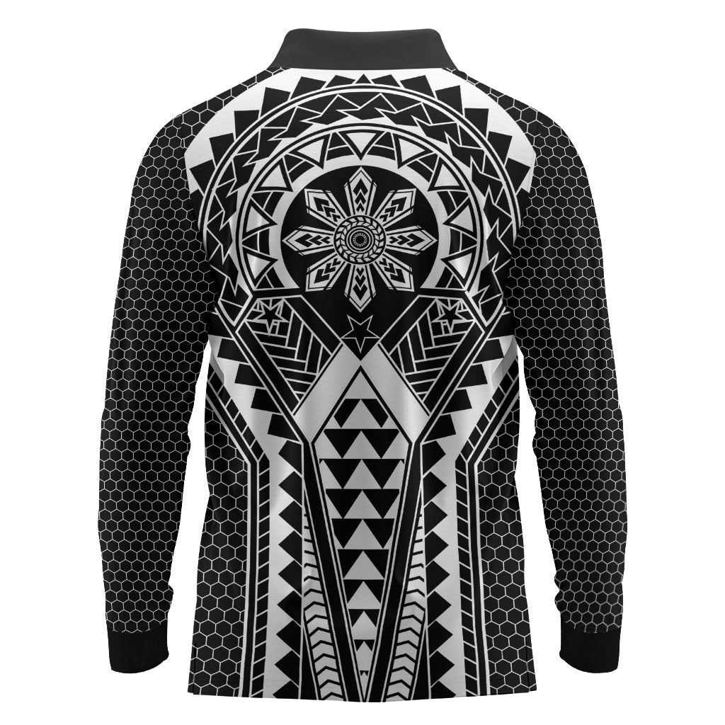 Philippines Batok Tribal Inspired Tattoo Black Long Sleeve Polo Shirt