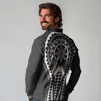 Philippines Batok Tribal Inspired Tattoo Black Long Sleeve Polo Shirt