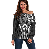Philippines Batok Tribal Inspired Tattoo Black Off Shoulder Sweater