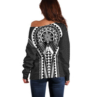 Philippines Batok Tribal Inspired Tattoo Black Off Shoulder Sweater