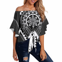 Philippines Batok Tribal Inspired Tattoo Black Off Shoulder Wrap Waist Top