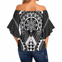 Philippines Batok Tribal Inspired Tattoo Black Off Shoulder Wrap Waist Top