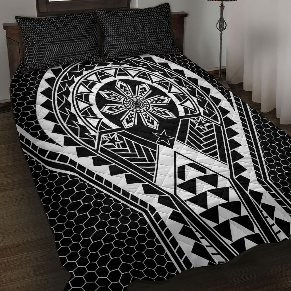 Philippines Batok Tribal Inspired Tattoo Black Quilt Bed Set