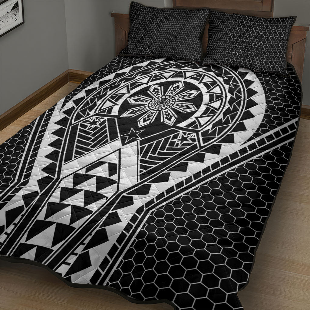 Philippines Batok Tribal Inspired Tattoo Black Quilt Bed Set