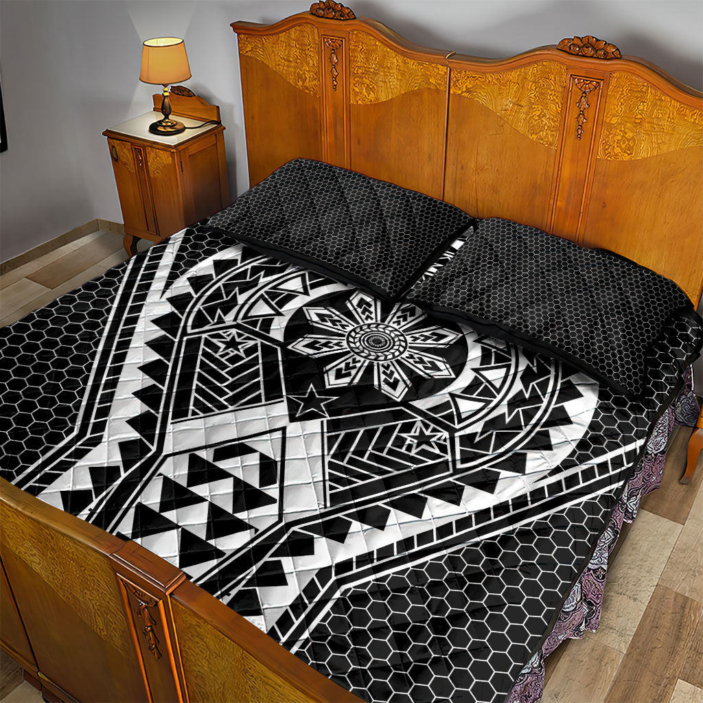 Philippines Batok Tribal Inspired Tattoo Black Quilt Bed Set