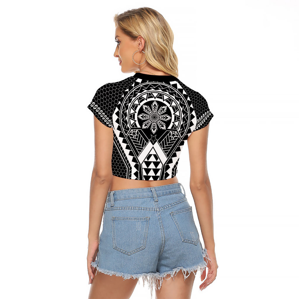 Philippines Batok Tribal Inspired Tattoo Black Raglan Cropped T Shirt