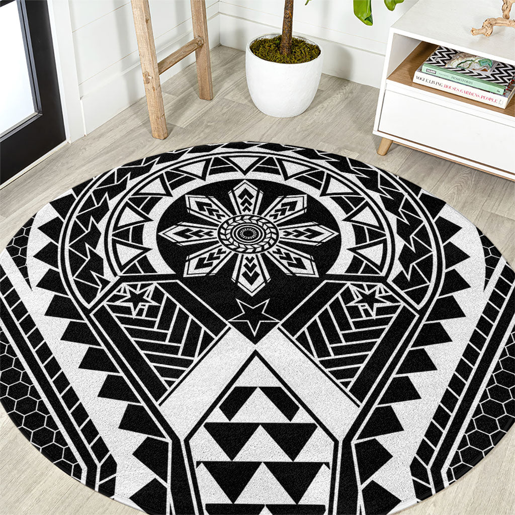 Philippines Batok Tribal Inspired Tattoo Black Round Carpet