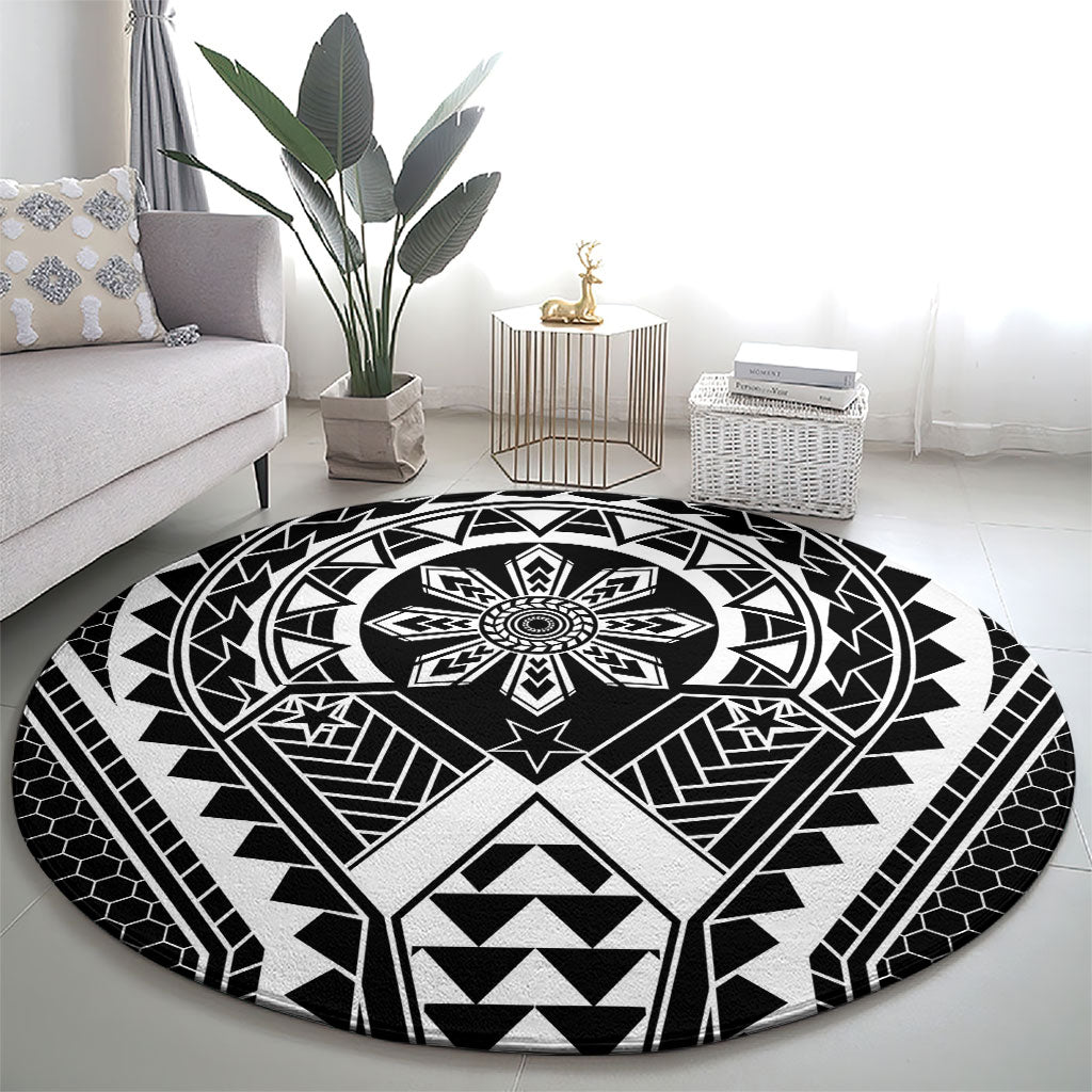 Philippines Batok Tribal Inspired Tattoo Black Round Carpet