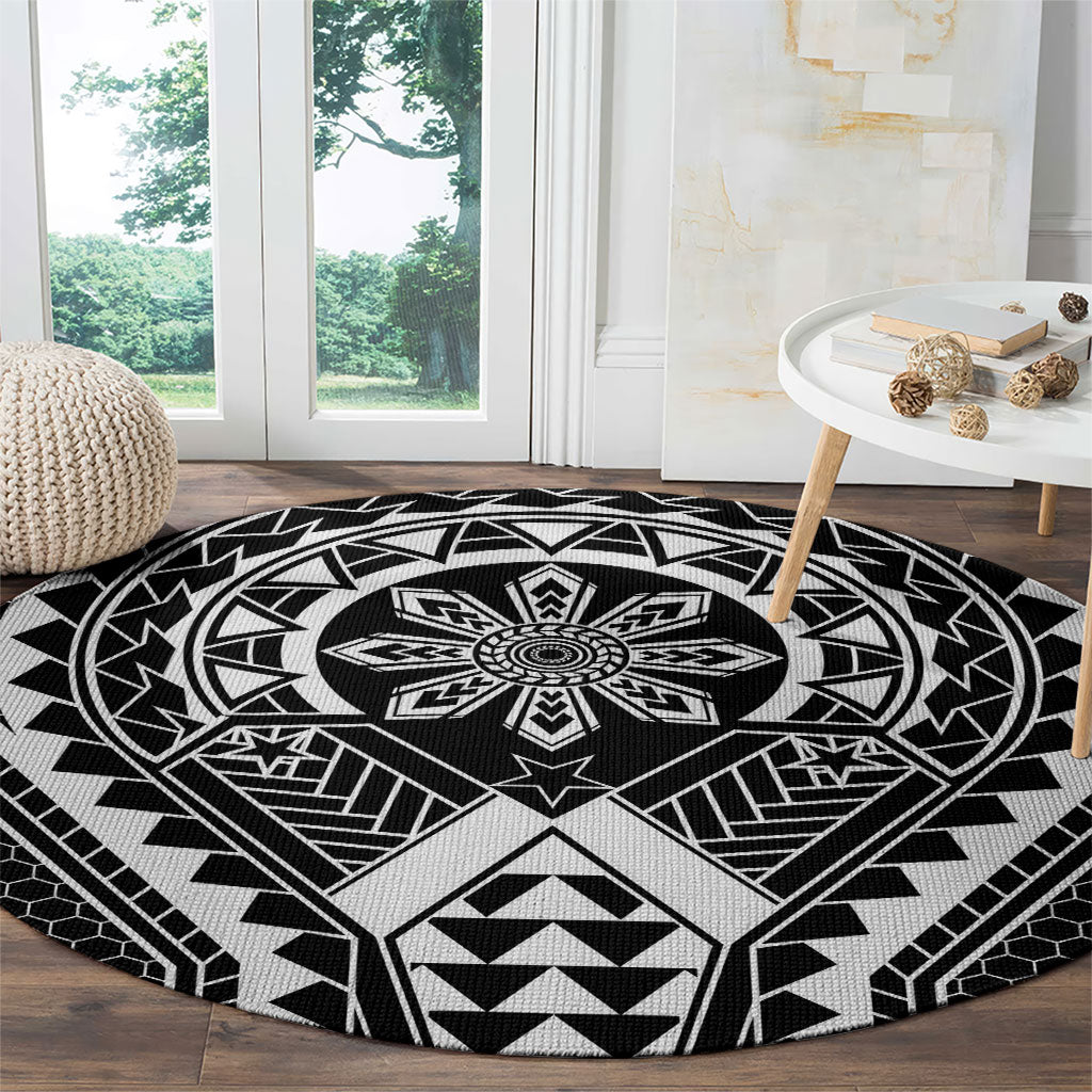 Philippines Batok Tribal Inspired Tattoo Black Round Carpet