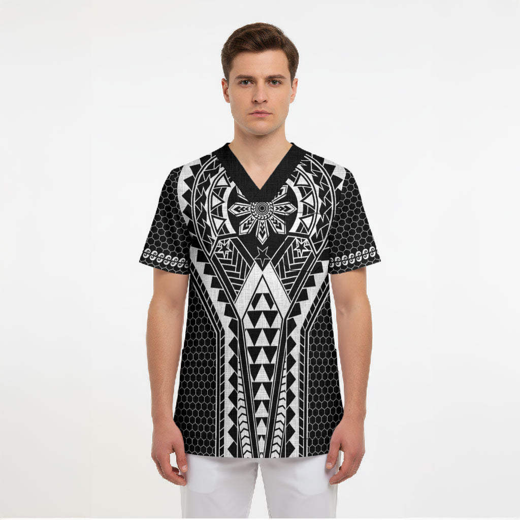 Philippines Batok Tribal Inspired Tattoo Black Scrub Top