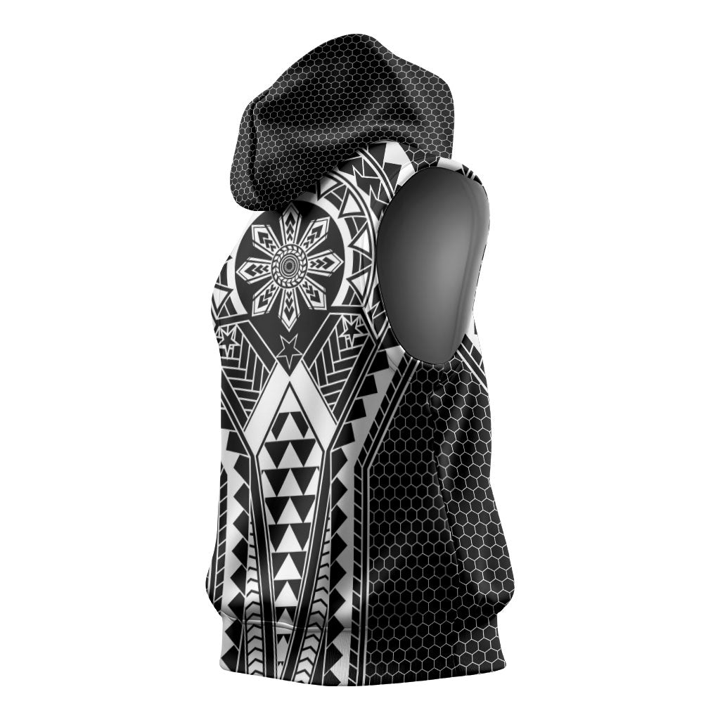 Philippines Batok Tribal Inspired Tattoo Black Sleeveless Hoodie