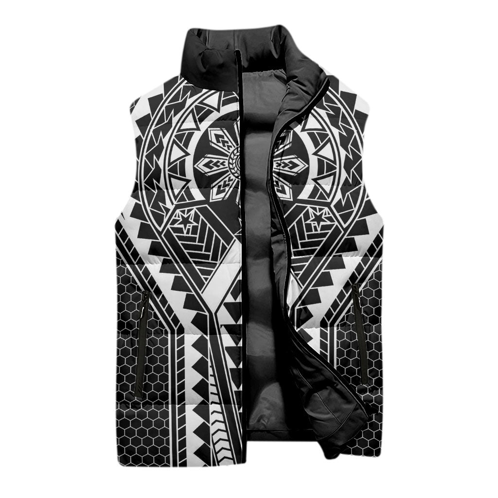 Philippines Batok Tribal Inspired Tattoo Black Sleeveless Puffer Jacket