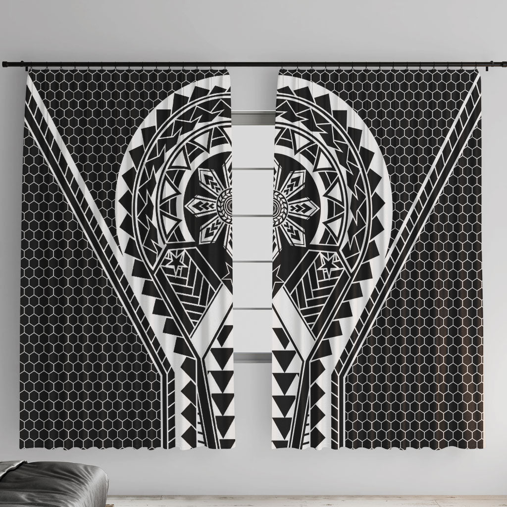 Philippines Batok Tribal Inspired Tattoo Black Window Curtain