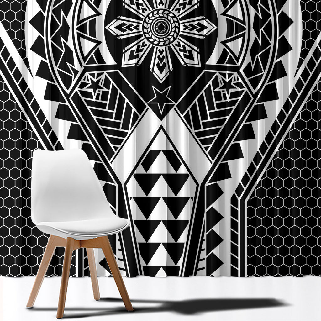Philippines Batok Tribal Inspired Tattoo Black Window Curtain