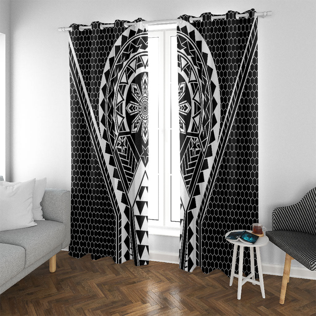 Philippines Batok Tribal Inspired Tattoo Black Window Curtain