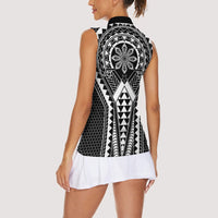Philippines Batok Tribal Inspired Tattoo Black Women Sleeveless Polo Shirt