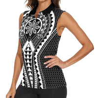 Philippines Batok Tribal Inspired Tattoo Black Women Sleeveless Polo Shirt