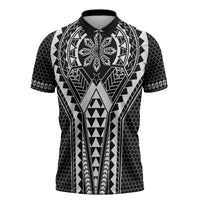 Philippines Batok Tribal Inspired Tattoo Black Zipper Polo Shirt