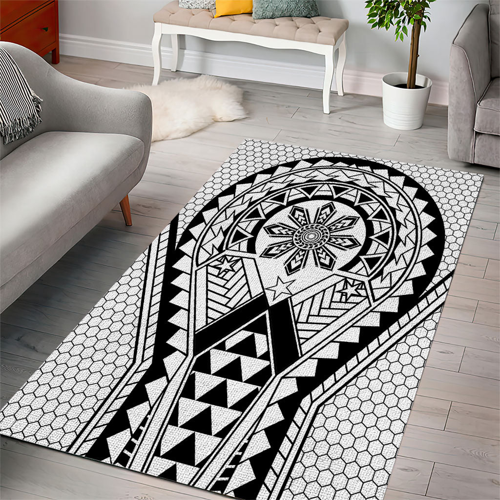 Philippines Batok Tribal Inspired Tattoo White Area Rug
