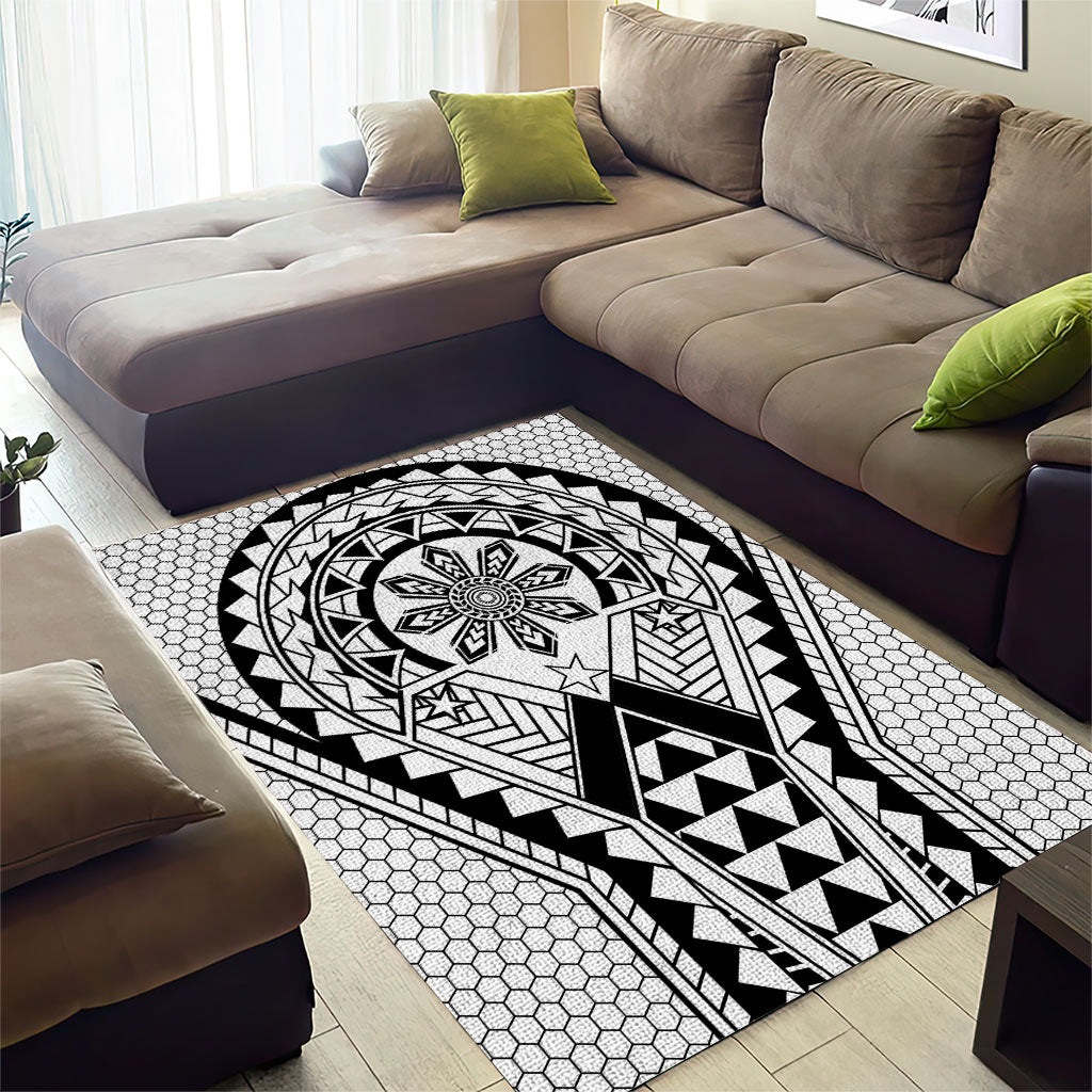 Philippines Batok Tribal Inspired Tattoo White Area Rug