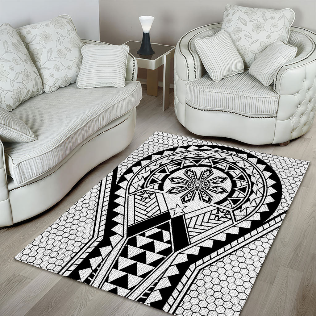 Philippines Batok Tribal Inspired Tattoo White Area Rug