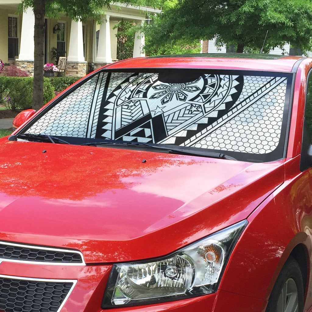 Philippines Batok Tribal Inspired Tattoo White Auto Sun Shade