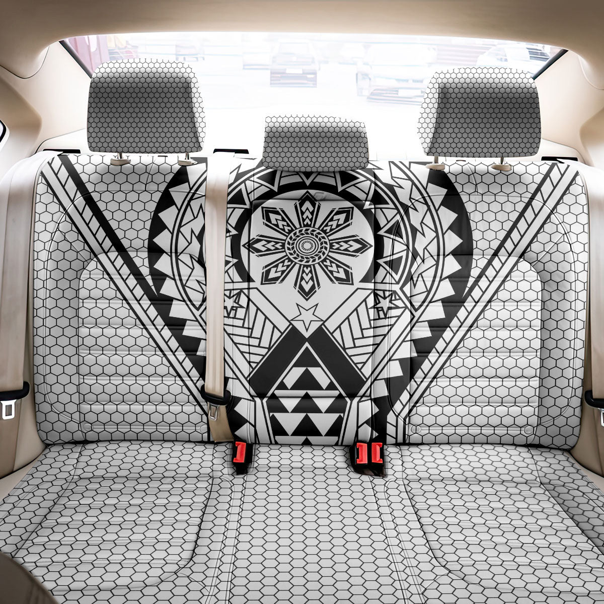 Philippines Batok Tribal Inspired Tattoo White Back Car Seat Cover