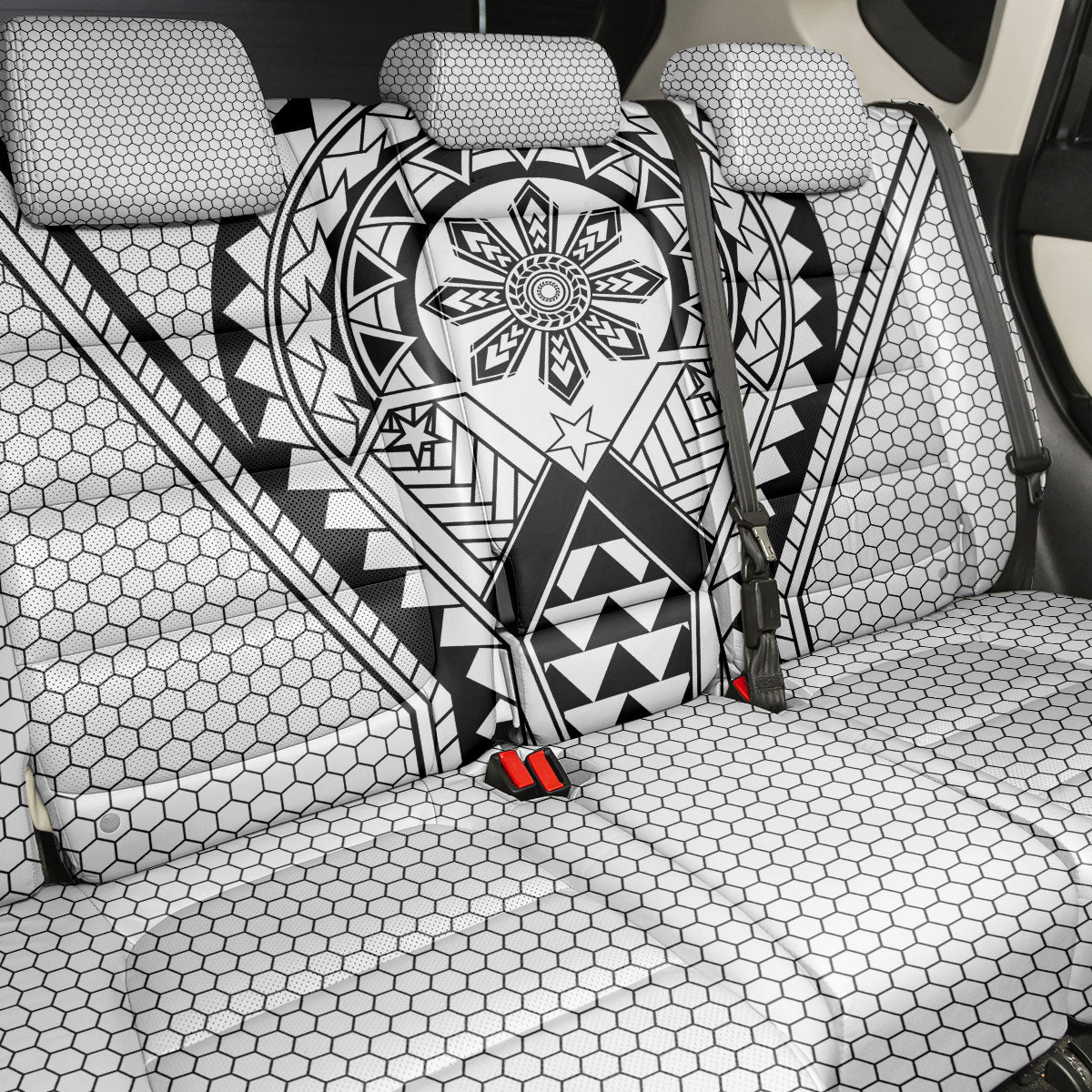 Philippines Batok Tribal Inspired Tattoo White Back Car Seat Cover