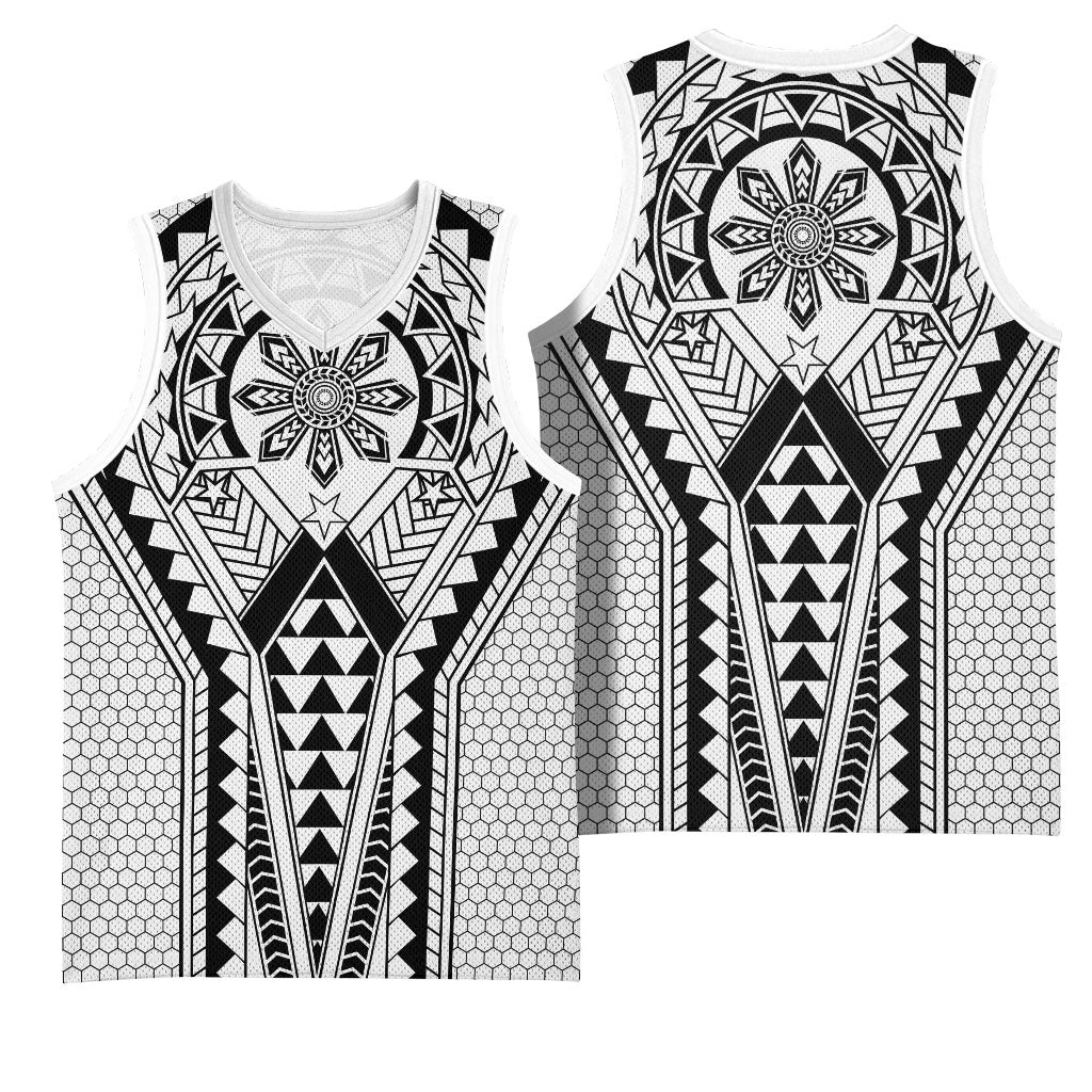 Philippines Batok Tribal Inspired Tattoo White Basketball Jersey