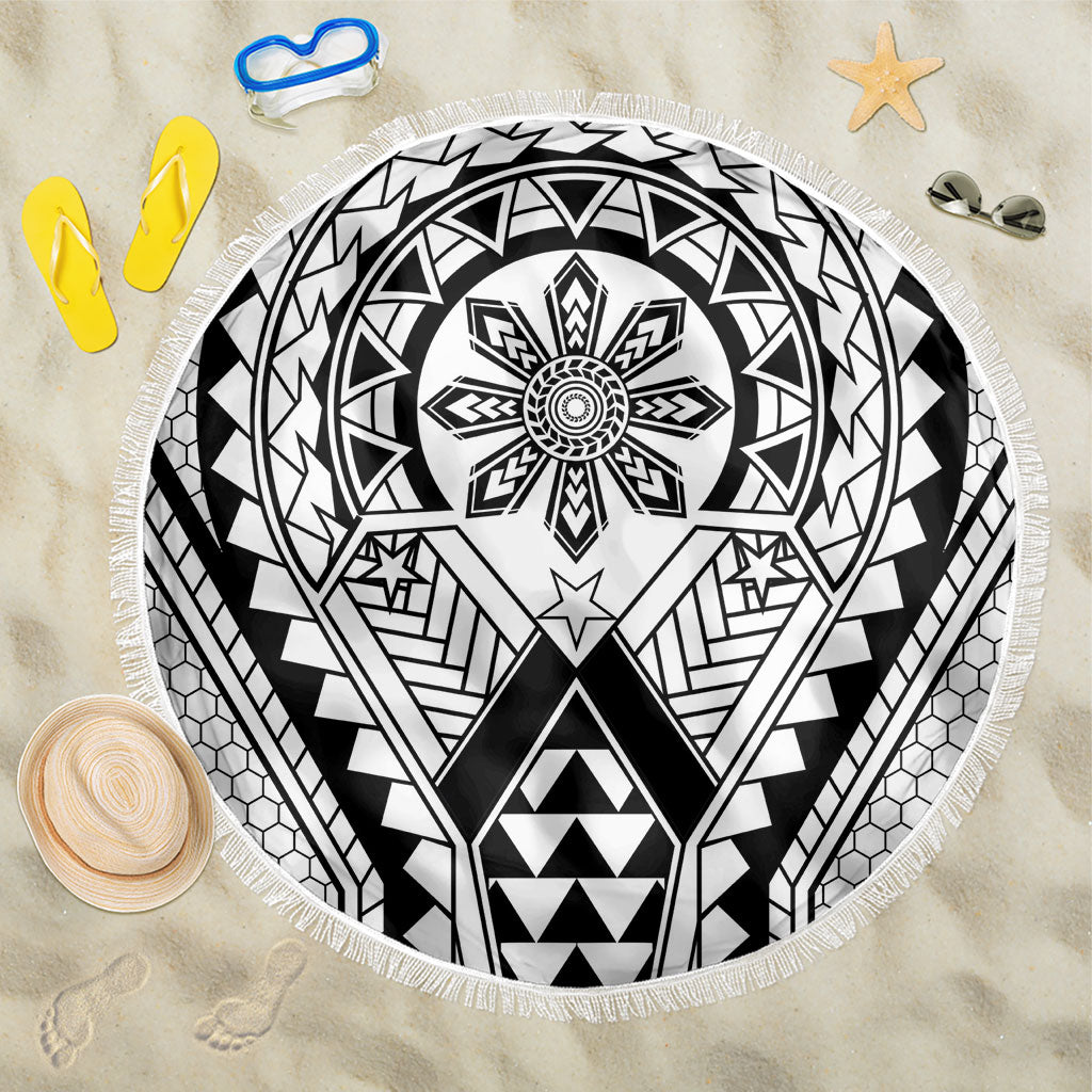 Philippines Batok Tribal Inspired Tattoo White Beach Blanket
