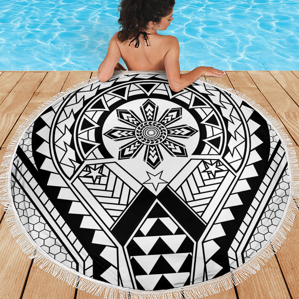 Philippines Batok Tribal Inspired Tattoo White Beach Blanket
