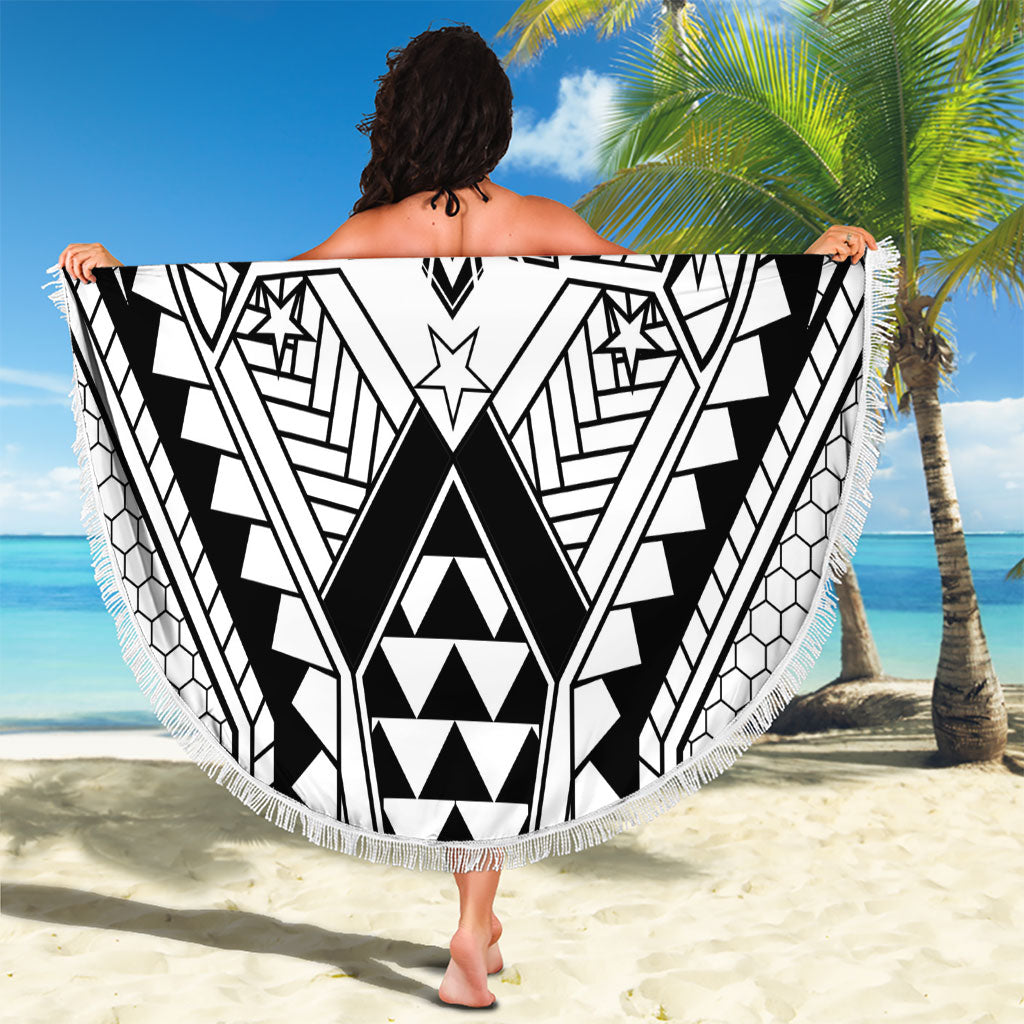 Philippines Batok Tribal Inspired Tattoo White Beach Blanket