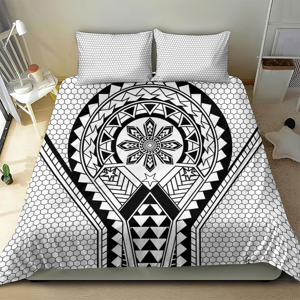 Philippines Batok Tribal Inspired Tattoo White Bedding Set